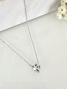 Colar de coração cristal zircônia prata 925 e banho de ródio