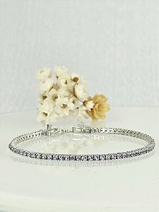 Pulseira Riviera gray 2mm fecho gaveta prata 925 e ródio/ 18cm