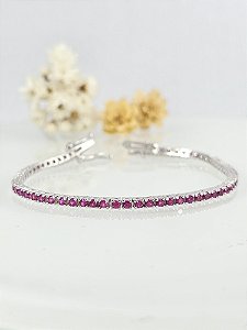 Pulseira Riviera Ruby 2mm prata 925 com banho de ródio/ 18 cm