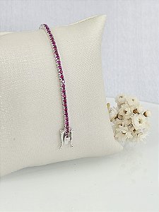 Pulseira Riviera Ruby 2mm prata 925 com banho de ródio/ 16cm