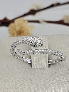 Anel regulável cobra prata 925 com banho de ródio