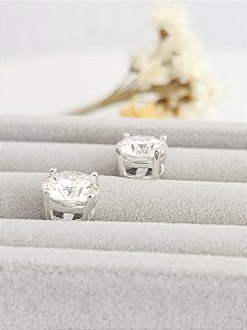 Brinco ponto de luz 7mm Moissanite prata 925 com banho de ródio