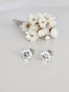 Brinco ponto de luz 3mm Moissanite prata 925 com banho de ródio