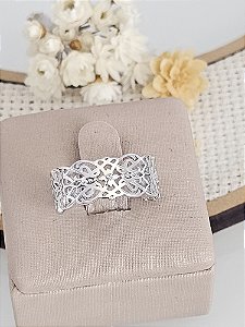Anel renda prata 925 com banho de ródio