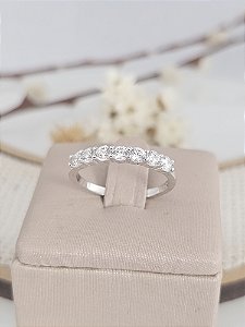 Anel aparador meia aliança prata 925 com banho de ródio