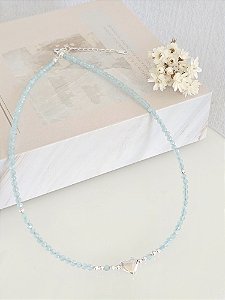 Choker de cristal azul claro 3mm prata 925