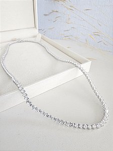 Colar Riviera 3mm/ 3 garras/ 45cm fecho gaveta prata 925 e ródio