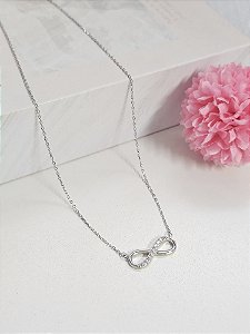 Colar infinito com zircônia prata 925 com ródio