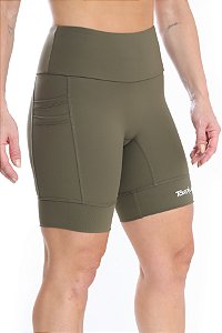 Bermuda Feminina Compress Multi Bolsos Verde Militar
