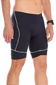 Bermuda Masculina Multi Bolsos Compress Preta Linha Branca