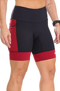 Bermuda Feminina Compress Max PRETO com VINHO