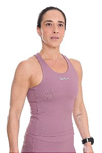 Regata Top Compressão 6 Bolsos Lavanda