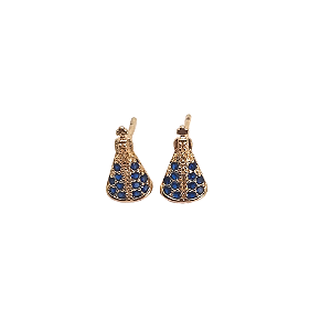 Brinco Semijoia Hipoalergênico Happy Lyfe Cristais Azul no Dourado
