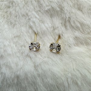 Brinco Semijoia Hipoalergênico Ponto de Luz Happy Lyfe  Médio Zirconia no Dourado