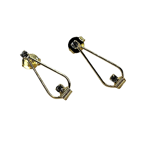 Brinco Semijoia Hipoalergênico Ponto de Luz Happy Lyfe com Gota Vazada no Dourado