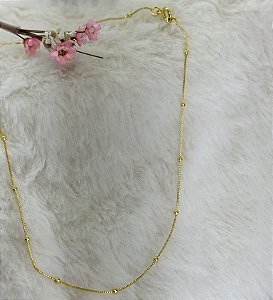 Colar Semijoia Hipoalergênico Choker Happy Lyfe com Bolinhas Lisa Dourada