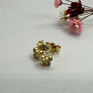 Brinco Semijoia Hipoalergênico Borboletinha com Zirconias Happy Lyfe Dourado e Cristal