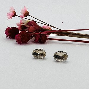 Brinco Semijoia Hipoalergênico Happy Lyfe Rodio Branco Morganita 4X6MM