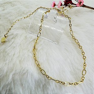 Pulseira Semijoia Hipoalergênico Coração Happy Lyfe Dourado