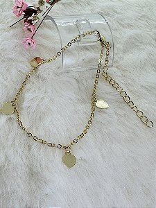 Pulseira Semijoia Hipoalergênico Coração Happy Lyfe Dourado