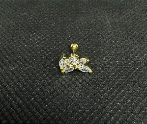 P0671 MICROBELL RODIO RETO 5 FOLHAS LADO DIRETO 6MM 1.2 DOURADO