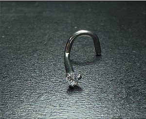P0657 NOSTRIL TITANIO 0.8 CRAVEJADO GARRINHA  CRISTAL 2.0 MM