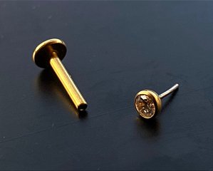 P0626 LABRET TITANIO 8MM PUSH PIN GOLD 1.2 PONTO DE LUZ 3MM