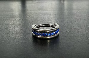 P0609 SEGMENTO TITANIO TRIPLO LINESTONES AZUL 8MM