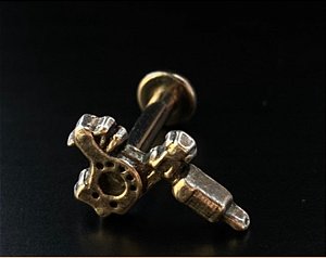 P0600 LABRET TTANIO  MAQUINA DE TATOO PRATA HASTE