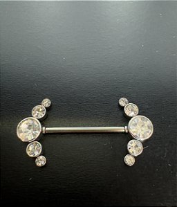 P0573 MAMILO AÇO PEDRAS ZIRCONIA EM V ROSCA INTERNA