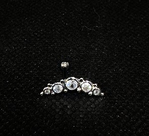 P0489 MICROBELL RETO RODIO CLUSTER 5 PEDRAS ESFERAS 8MM
