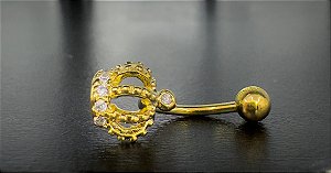 P0302 BANANA RÓDIO DOURADO FIXO COROA CRAVEJADA
