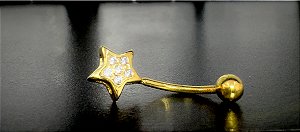 P0301 BANANA RÓDIO DOURADO FIXO ESTRELA 6 PEDRAS
