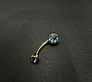 P0282 UMBIGO ZIRCÔNIA FLAT AÇO PVD GOLD AZUL 10MM