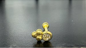 P0255 MICROBELL RÓDIO RETO  DOURADO TRINITY BOLINHAS COM PEDRAS 1.2 6MM