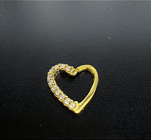 P0226 UMBIGO ZIRCONIA FLAT AÇO PVD GOLD CRISTAL 10MM