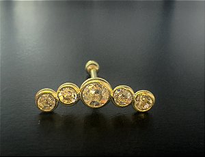 P0181 MICROBELL RETO RODIO DOURADO CLUSTER 5 PEDRAS 1.2 8MM