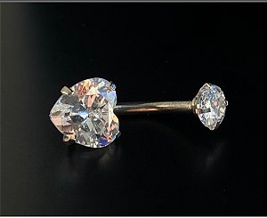 P0108 BANANA UMBIGO AÇO  DUPLA ZIRCONIA CORAÇÃO G ROSCA INERNA