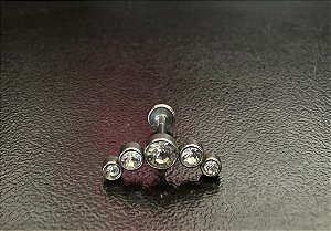 P0095 LABRET AÇO  CLUSTER 5 PEDRAS ZIRCONIA