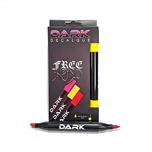 CANETA DARK PONTA DUPLA AMARELA  (UND)