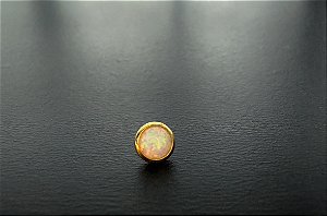 P0717 TOPO TITANIO PEDRA OPALA BRANCA PVD GOLD 1.6 4MM
