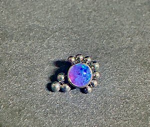 P0764 TOPO OPALA AZUL SINTETICA 8 ESFERAS TITÂNIO 1.6