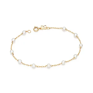 PULSEIRA BANHADA A OURO 18K COM PÉROLAS SINTÉTICAS - TAM.20 5506872026