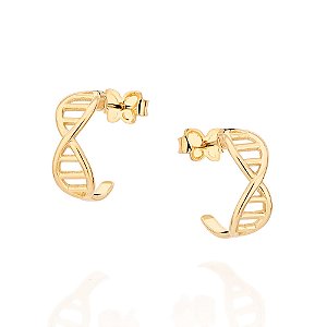 Brinco meia argola cromossomo banhado a ouro 18k - tam.único 527149