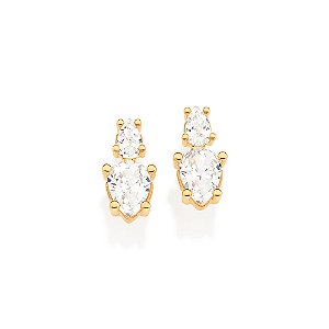 Brinco banhado a ouro 18k com zircônias gotas - tam.único 5270800006