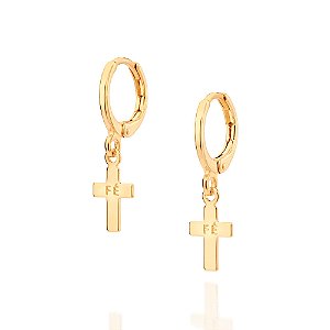 Brinco argola cruz banhado a ouro 18k - tam.único 5270440000