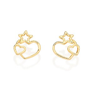 Brinco estrelas e corações banhado a ouro 18k - tam.único 5268010000