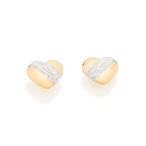 Brinco coração banhado a ouro 18k com aplicação de rhodium - tam.único 5202400000