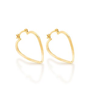 Brinco argola coração vazado banhado a ouro 18k - tam.único 5238310000