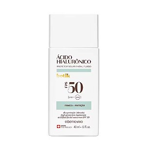 Protetor Solar Facial Fluido FPS 50 Botik Ácido Hialurônico 40ml